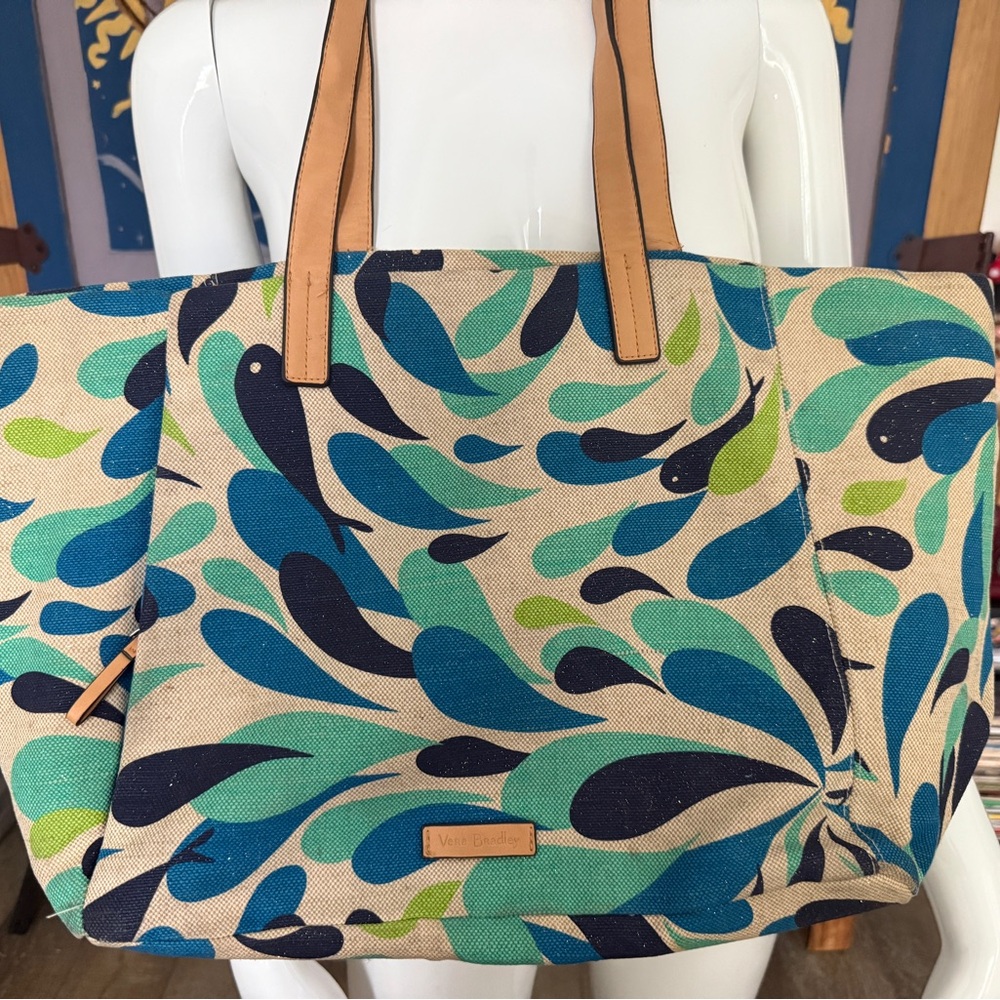 Vera Bradley Blue and Green Leafy Tote